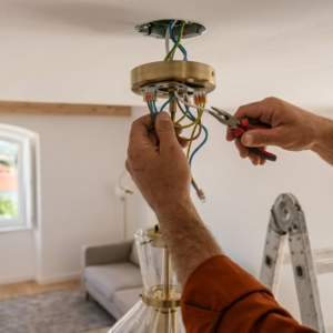 Instalação ou substituição de candeeiro tipo lustre
